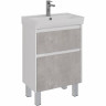 Тумба LEMARK COMBI 60 см под раковину, подвесная/напольная, 2 ящика, фасад Бетон, корпус белый глянец LM03C60T-Beton